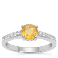 Burmese Amber Ring with White Zircon in Sterling Silver 0.60ct