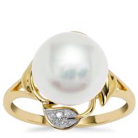 South Sea Cultured Pearl Ring with Diamond in 9K Gold (11mm)