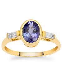 AA Tanzanite Ring with White Zircon in 9K Gold 1.60cts