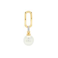 South Sea Cultured Pearl Pendant with White Zircon in 9K Gold (9mm)