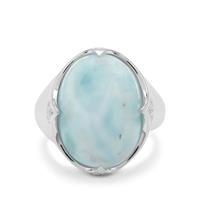 Larimar Ring with White Zircon in Sterling Silver 13.95cts