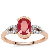 Burmese Ruby Ring with Diamond in 9K Rose Gold 1.65cts
