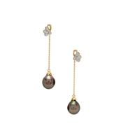 Tahitian Cultured Pearl Earrings with Diamond in 18K Gold (10mm)