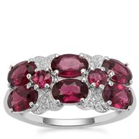 Tocantin Garnet Ring with White Zircon in Sterling Silver 3.95cts