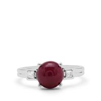 Bharat Ruby Ring with White Zircon in Sterling Silver 3.25cts