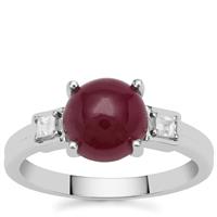 Bharat Ruby Ring with White Zircon in Sterling Silver 3.25cts