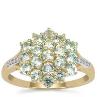 Nigerian Emerald Ring with Diamond in 9K Gold 1.15cts