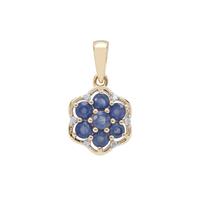 Burmese Blue Sapphire Pendant with White Zircon in 9K Gold 1.44cts
