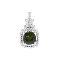 Chrome Diopside Pendant with White Zircon in Sterling Silver 1.69cts