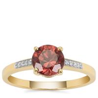 Umba Valley Red Zircon Ring with Diamond in 9K Gold 2.05cts