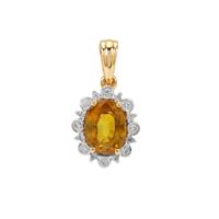 Bang Kacha Yellow Sapphire Pendant with White Zircon in 9K Gold 1.90cts