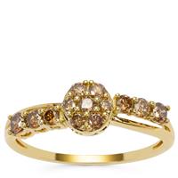 Champagne Diamond Ring in 9K Gold 0.57ct