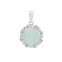 Alaotra Aquamarine Pendant with White Zircon in Sterling Silver 11.25cts