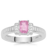 Ilakaka Hot Pink Sapphire Ring with White Zircon in Sterling Silver 0.90ct