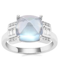 Sky Blue Topaz Ring with White Zircon in Sterling Silver 7.51cts