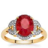 Malagasy Ruby Ring with White Zircon in 9K Gold 3.95cts (F)