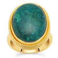 Chrysocolla Ring in Gold Plated Sterling Silver 15cts