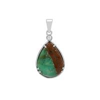 Prase Green Opal Pendant with White Zircon in Sterling Silver 12.75cts