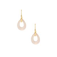 Rose Quartz Earrings in Gold Tone Sterling Silver 14.50cts