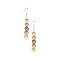 Naturally Papaya and Naturally Lavender Pearl Earrings in Sterling Silver (8 x 7mm)