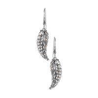 Samuel B Sterling Silver with 18k Gold Accents Pecan Leaf Earrings 4.50g
