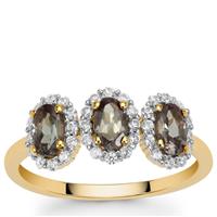 East African Colour Change Garnet Ring with White Zircon in 9K Gold 1.35cts