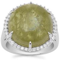 Grossular Ring with White Zircon in Sterling Silver 19.40cts