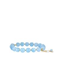 Aquamarine Bracelet with Kaori Cultured Pearl in Gold Tone Sterling Silver 60.50cts