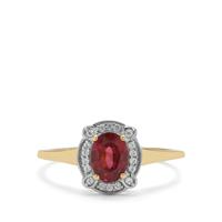 Comeria Garnet Ring with White Zircon in 9K Gold 1.05cts
