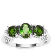 Chrome Diopside Ring with White Zircon in Sterling Silver 2.02cts