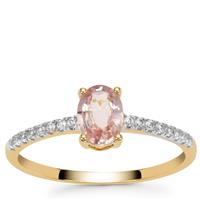 Pink Sapphire Ring with White Zircon in 9K Gold 1.10cts