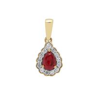 Greenland Ruby Pendant with Canadian Diamond in 9K Gold 0.80ct