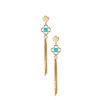 Turquoise Earrings in Gold Tone Sterling Silver 1cts
