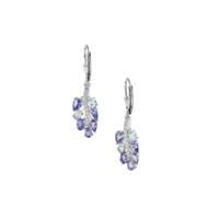 Santa Maria Aquamarine, Tanzanite Earrings with White Zircon in Sterling Silver 3.05cts