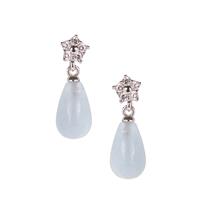 Aquamarine Earrings with White Zircon in Sterling Silver 4.75cts