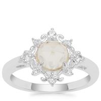 Rose Cut Plush Diamond Sunstone Ring with White Zircon in Sterling Silver 1.30cts