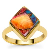 Multi-Color Oyster Copper Mohave Turquoise  Ring in Gold Plated Sterling Silver 5cts