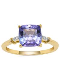 AA Tanzanite Ring with White Zircon in 9K Gold 2.30cts
