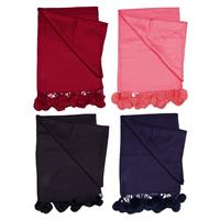 Destello Plain Scarf with Pompom Tassels (Choice of 4 Colors)