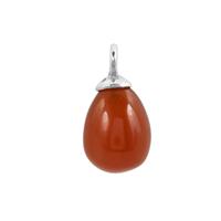 American Fire Opal Egg Pendant  in Sterling Silver 4.13cts