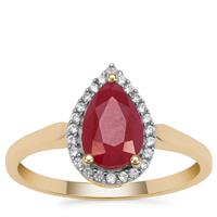Burmese Ruby Ring with White Zircon in 9K Gold 1.70cts
