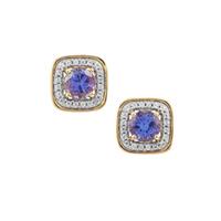 AAA Tanzanite Earrings with White Zircon in 9K Gold 1.60cts