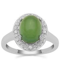 Imperial Serpentine Ring with White Zircon in Sterling Silver 3.04cts