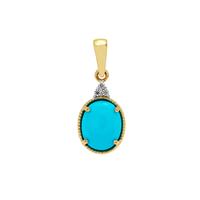 Sleeping Beauty Turquoise Pendant with White Zircon in 9K Gold 2.10cts