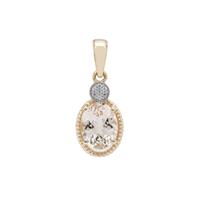 Champagne Danburite Pendant with White Zircon in 9K Gold 1.85cts