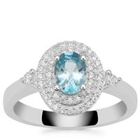 Ratanakiri Blue Zircon Ring with White Zircon in Sterling Silver 1.60cts