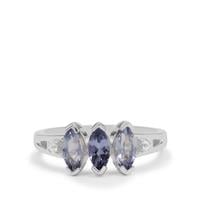 Bi Colour Tanzanite Ring with White Zircon in Sterling Silver 1.40cts