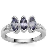 Bi Colour Tanzanite Ring with White Zircon in Sterling Silver 1.40cts
