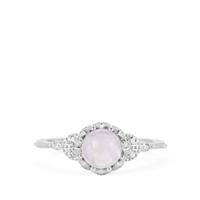 Rainbow Moonstone Ring with White Topaz in Sterling Silver 1.56cts