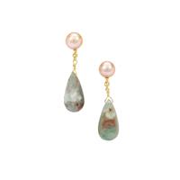 Aquaprase™ Earrings with Naturally Pink Cultured Pearls in Gold Plated Sterling Silver